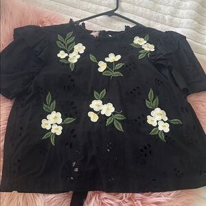 Floral Embroidered Cotton Top